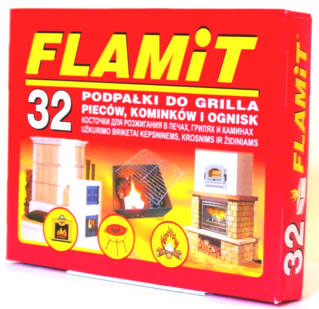 FLAMiT - 32 podpałki do grilla, pieców, kominków i ognisk